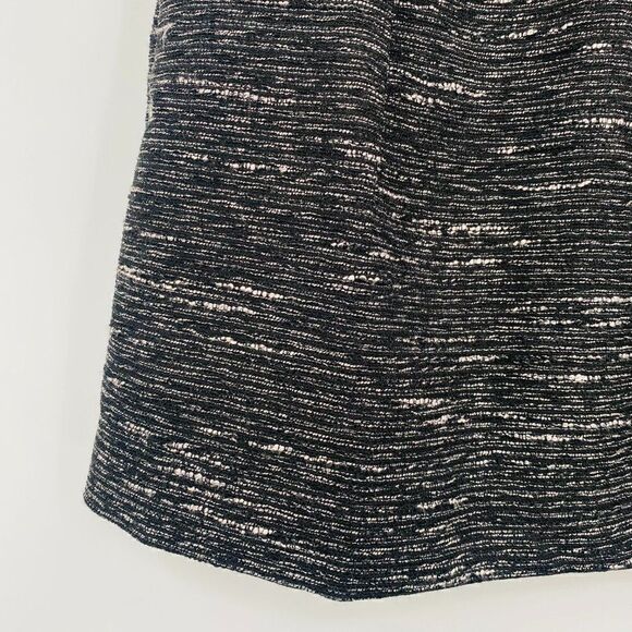 LOFT Size 00P Black Metallic Weave Tweed Pleated Fully Lined Skirt - Picture 5 of 9